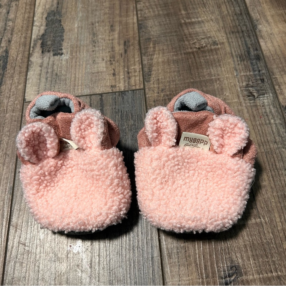 Infant Slippers With Ears 0-6‎ Months Pink Slip On